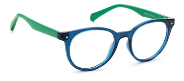 Youth Unisex Polaroid Eyeglasses: PLD D814 - Blue Green(2) SpecSMART Eye Clinic (Diagonal View)